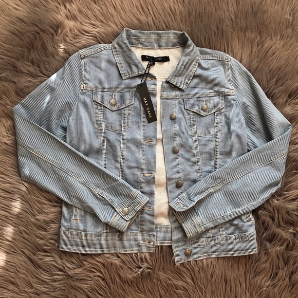 Max Jeans Jackets & Blazers - NWT Max Jeans Railroad-Striped Denim Jacket (S)